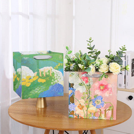 10pcs Floral Oil Painting Tote Bags Gift Packaging for Chinese Valentine's Day