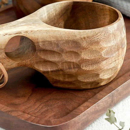 Walnut Wooden Coffee Cup Nordic Style Single Hole Solid Wood Anti-scalding Cup
