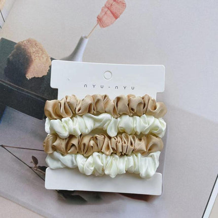 4Pcs/Set Silk Satin Small Scrunchies Ponytail Hair Ties Hair Rope Rubber Bands - Aimall