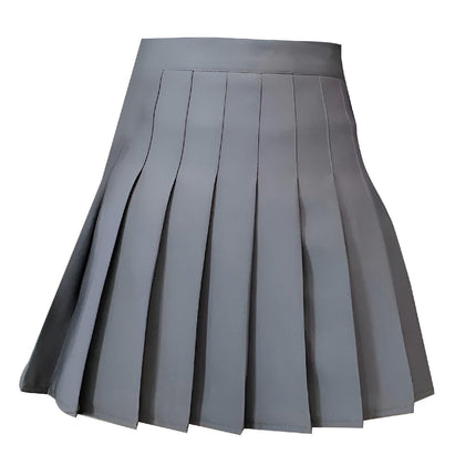 Grey Women's High Waist Pleated Tennis Skirt Summer Slimming Black Fashion New - Aimall