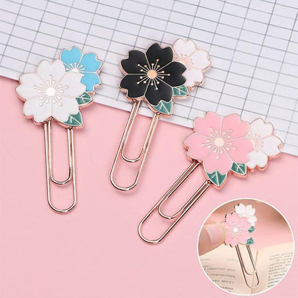Bookmark Sakura Flowers Metal Bookmark Cherry Blossom Kids Paper Clip - Aimall