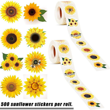 2 Rolls Sunflower Stickers Handmade Flower Decoration Labels for Craft Projects