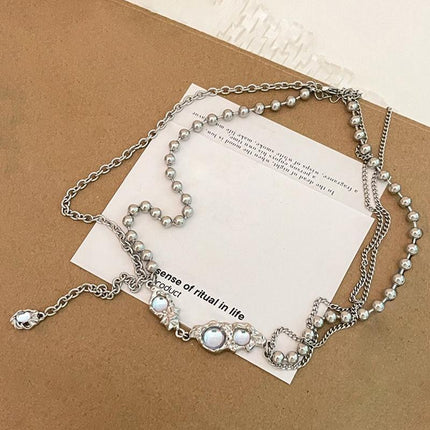 Moonstone Pendant Necklace Cool Tone Clavicle Chain for Women Girls Jewelry Gift - Aimall
