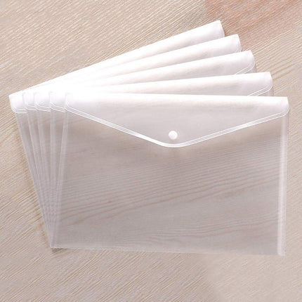 12pcs A4 Plastic File Bag Translucent Document Storage Pouch with Button Closure