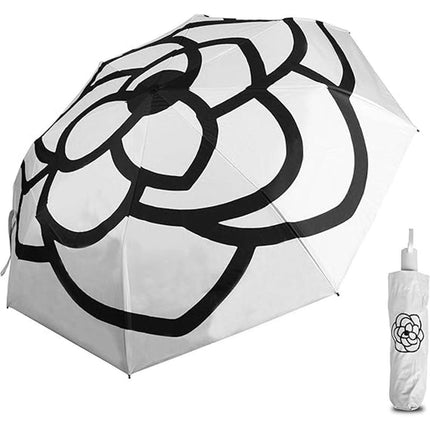 Rain Umbrella Compact Folding Sunscreen Umbrella Camellia Outdoor UV Protection