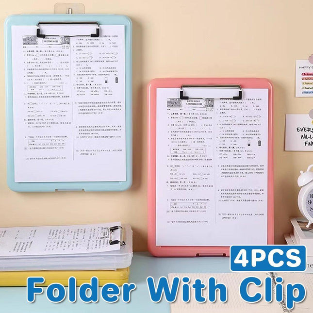 4PCS Waterproof Clipboard Storage Box Case Board Clip File Box Organizer Plastic