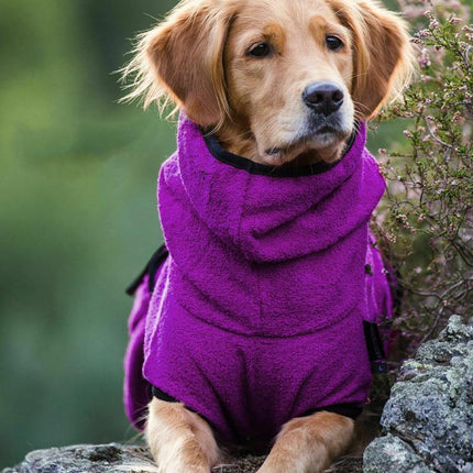 Pet Bathrobe Clothes Dog Towel Drying Robe Soft Warm Super Absorbent Black - Aimall