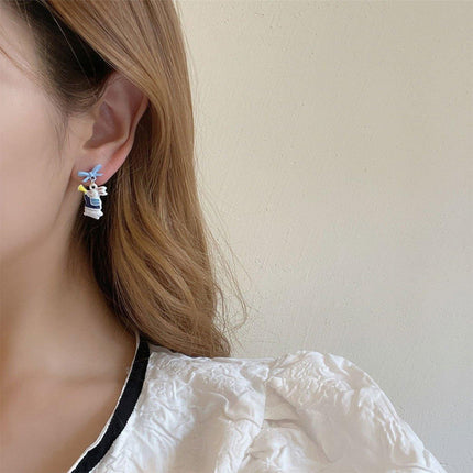 Cute Bunny Asymmetrical Earrings Sweet Jewelry Women Fashion Accessories