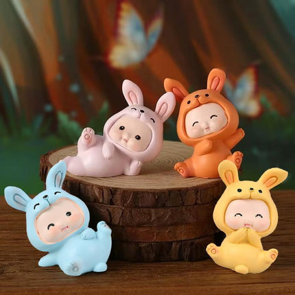 Rabbit Animal Figure Toys Ornament Car Console Dashboard Decor Car Home Room - Aimall