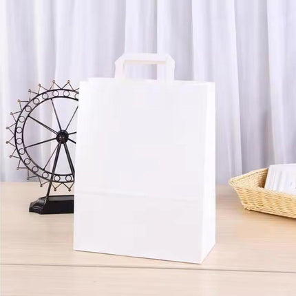 50pcs White Kraft Paper Tote Bags Gift Bags for Packaging Shopping and Storage