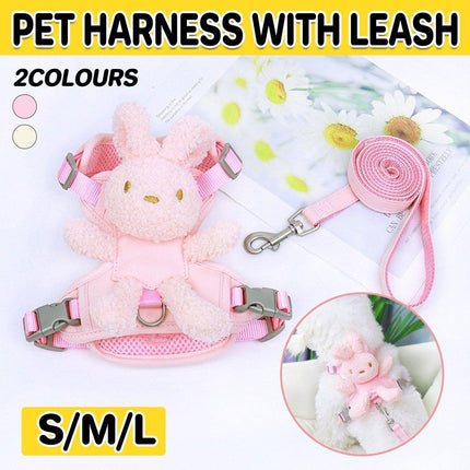 Kitten Dog Cat Walking Harness Lead Leash Collar Pet Vest Cute Rabbit Adjustable
