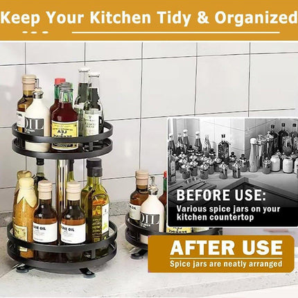Kitchen Rotating Spice Rack Triple Layer Countertop Organizer Storage Shelf