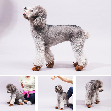 Winter Pet Dog Snow Boots Teddy Puppy Non-Slip Cotton Shoes Warm Puppy Foot