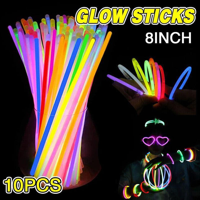 10X Colour Mixed Flashing Glow Stick Party Glowsticks Bracelets Light No Flame - Aimall