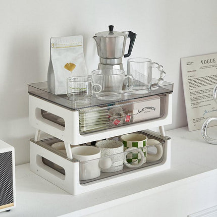Drawer Desktop Storage Organizer Two Tier Shelf Home Office Desk Organizer Unit