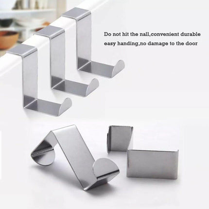 4x/6x Over Door Hooks Hanger Holder Stainless Steel Cabinet Organizer Clothes 4cm - Aimall