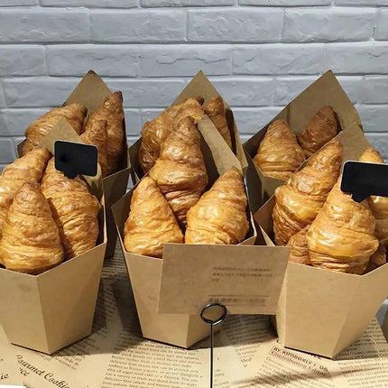 100PCS Golden Croissant Sandwich Holder Kraft Paper Cheese Corn Stick Packaging