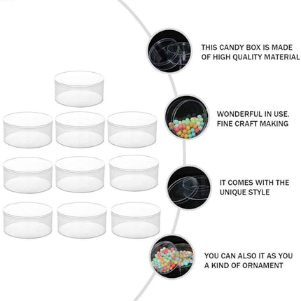 10pcs Clear Round Gift Boxes Plastic Candy Storage Containers for Party Favors