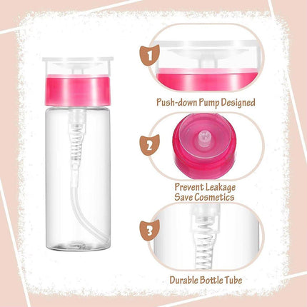 5PCS 100ml Nail Polish Remover Bottle Rose Red Transparent Press Pump Makeup