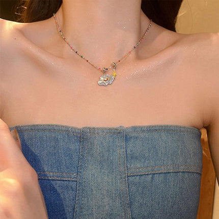 Colourful Smile Cloud Pendant Necklace Fashion Jewellery for Women Girls Gift