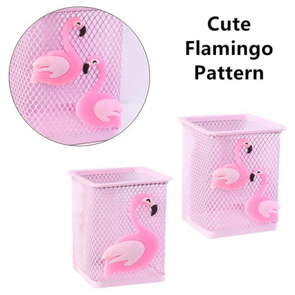 2pcs Cartoon Pink Hollow Mesh Pen Holder Multifunctional Stationery Organizer