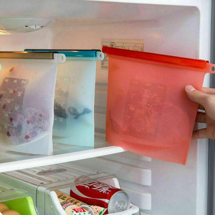 Reusable Silicone Food Storage Bags Leak proof Microwave Freezer Freshness Safe 1000ml*2 - Aimall