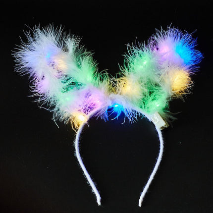 LED Bunny Ears/Angel/Pearl Headband Light Up Headpiece Cute Hair Accessory - Aimall