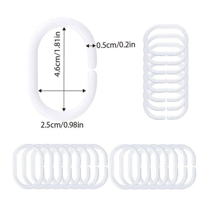 24PCS Curtain C Ring Shower Bed Curtain Hanging Grommet Hook Accessories Durable