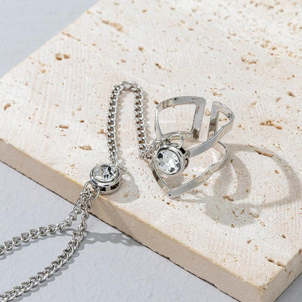 Geometric Hollow Arrow Ring Bracelet Integrated Creative Finger Chain Set Chain - Aimall
