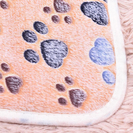 Medium Size Pet Mat Paw Print Cat Dog Puppy Fleece Soft Pet Blanket Bed Cushion - Aimall