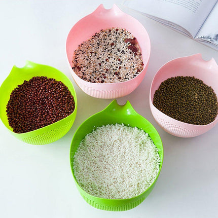 4pcs Multifunctional Plastic Rice Drainage Basket Vegetable Washing Basin Sieve