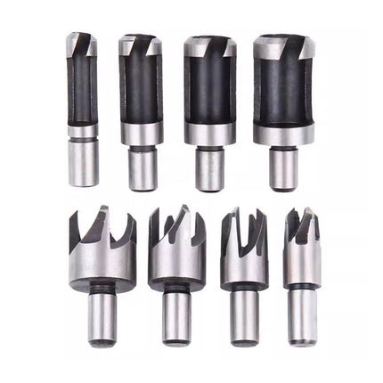 8 PCS Wood Plug Hole Cutter Dowel Maker Cutting Tools Shank Drill Bits With Box - Aimall