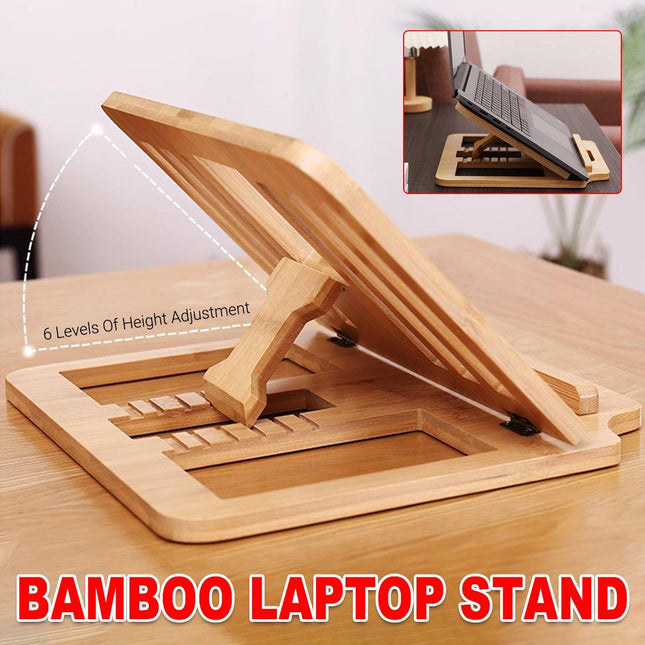 Adjustable Bamboo Foldable Laptop Stand Portable Laptop Riser Desk Table Stand
