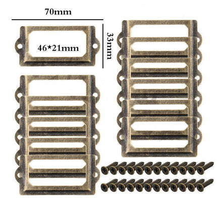 12X Brass Cabinet Drawer Label Pull File Name Card Frame Holder Handle - Aimall