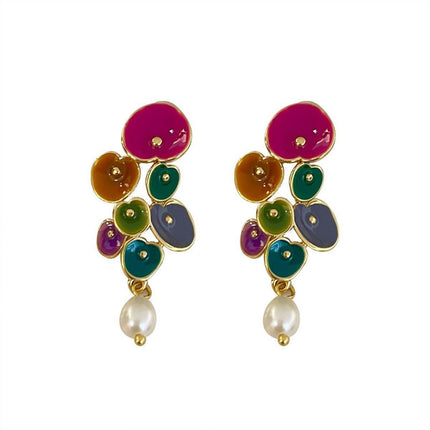 Vintage Long Pearl Coloured Earrings Elegant Matching Jewelry Women Fashion