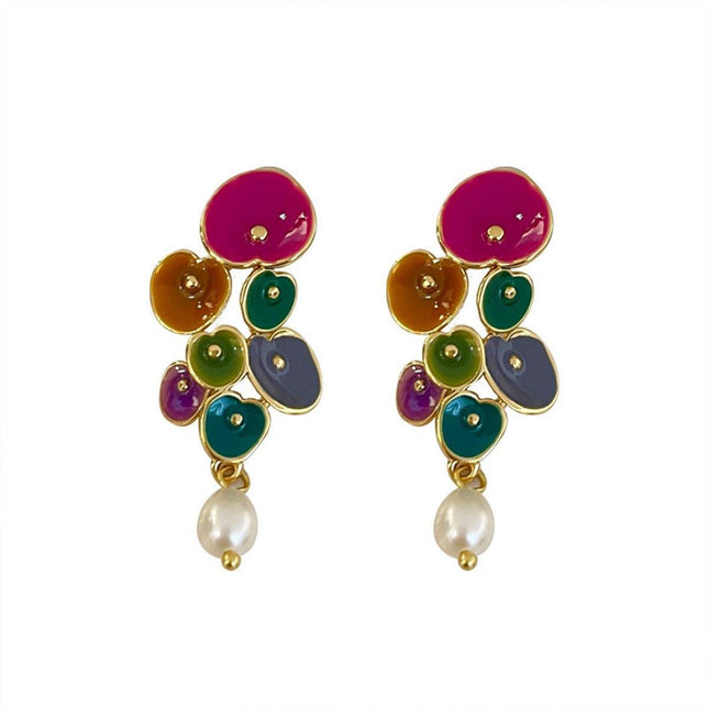 Vintage Long Pearl Coloured Earrings Elegant Matching Jewelry Women Fashion