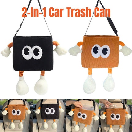 2in1 Car Wastebasket and Tissue Box Multifunctional Car Storage Bucket Organizer