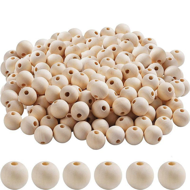 50 x 30mm Round Wood Bead Natural Unpainted Unfinished Wooden Beads Ball Spacer - Aimall