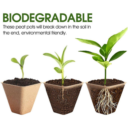 100X Biodegradable Paper Seedling Pots Square Planting Cups Pot