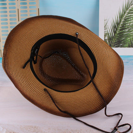 Outdoor Western Cowboy Hat Unisex Straw Hat Visor Hats Big Wide Brim Hat Summer