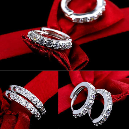 1 Pair Woman Hoops Stud Earring Gem Stone Diamond Ear Ring Piercing Jewellery - Aimall