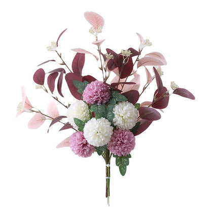 High-End Artificial Eucalyptus Leaves Ball Chrysanthemum Bouquet Home Decor