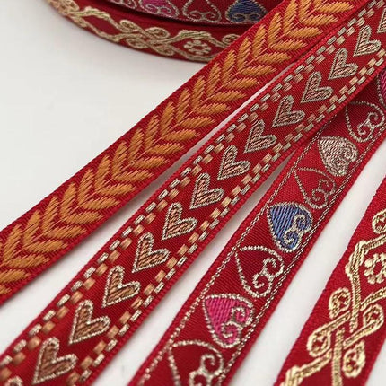 1.5CM*45M Geometric Woven Ribbon Trim in 4 Styles - Aimall