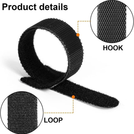100PCS Reusable Cable Tie Nylon Hook Loop Strap Cord Ties PC TV Organiser