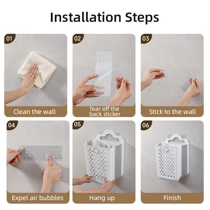 Household Foldable Dirty Clothes Basket Wall Mounted for Bathroom Storage