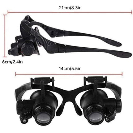 HD Plastic Magnifying Lens Double Glasses With Light For Jewelry Clock Repair