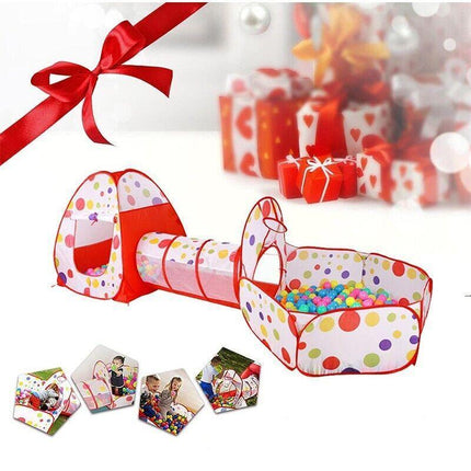 Kids Pop Up Play Tent Playhouse Baby Crawl Tunnel Ball Pit Indoor Outdoor Toys - Aimall