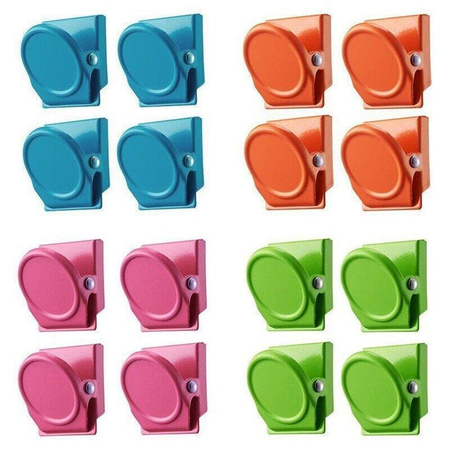 16 Magnetic Clips Fridge Strong Magnet Metal Clamp Note Photo Hanger Holder Hook - Aimall
