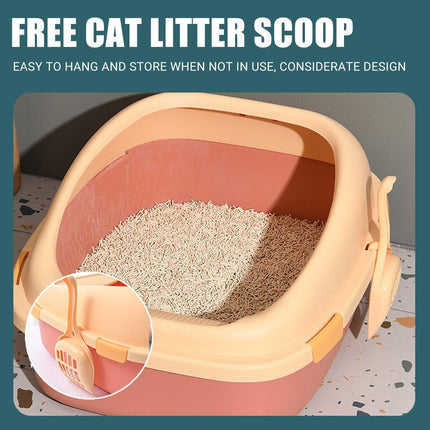 Large Cat Litter Box Semi Enclosed Anti Splash Durable Plastic Open Circulation
