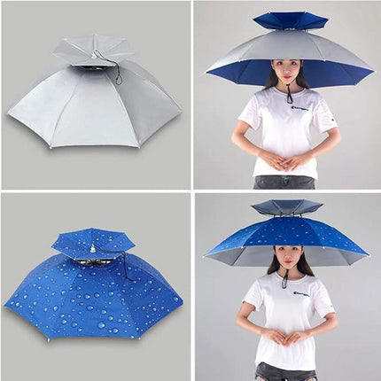 2-Layer Outdoor Foldable Sun Umbrella Hat Fishing Camping Headwear Cap Head Hat